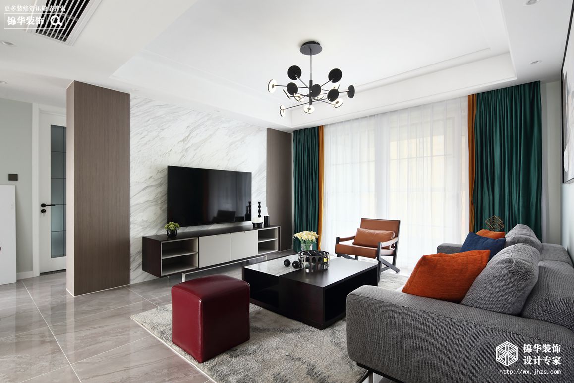 现代风格-尚东雅园-三室两厅-115平米-客厅-装修实景效果图