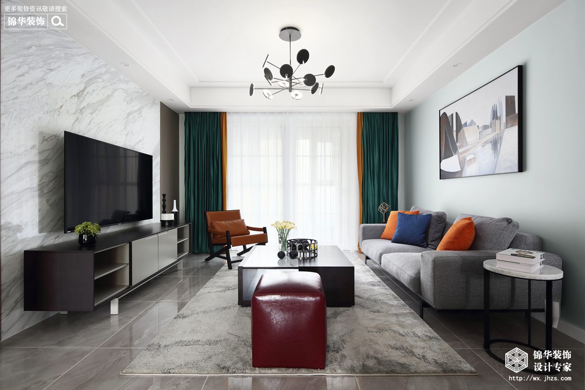 现代风格-尚东雅园-三室两厅-115平米-客厅-装修实景效果图
