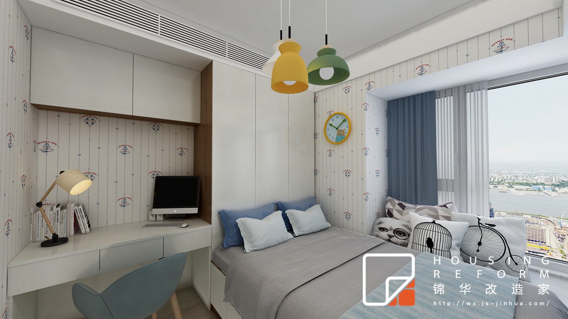 北欧风格-琥珀澜湾-两室两厅-97平-卧室-装修效果图