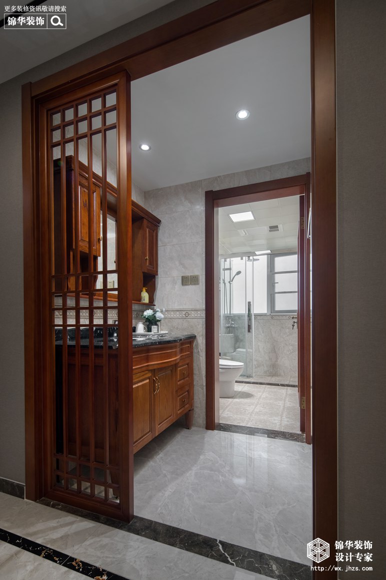 新中式风格-小天鹅品园-三室两厅-128平-卫生间-装修实景效果图