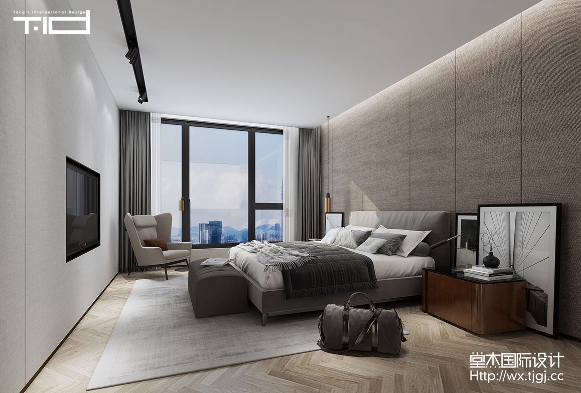 现代简约-山水湖滨-大户型-312平-卧室-装修效果图
