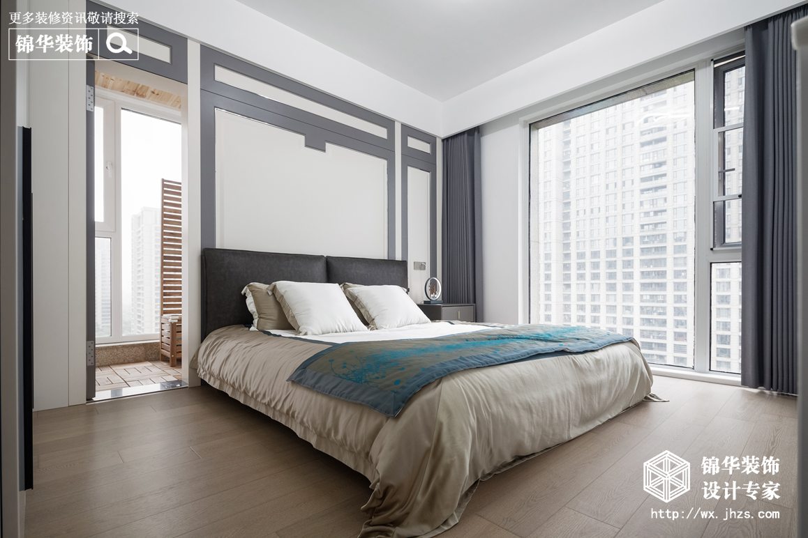 现代中式-玉兰花园-大户型-210平-卧室-装修效果实景图