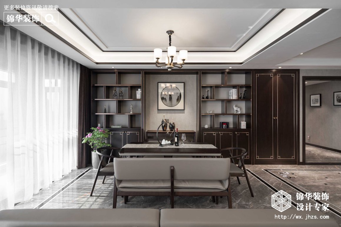 新中式风格-红豆人民路九号--四室两厅--223平-客厅-装修效果实景图