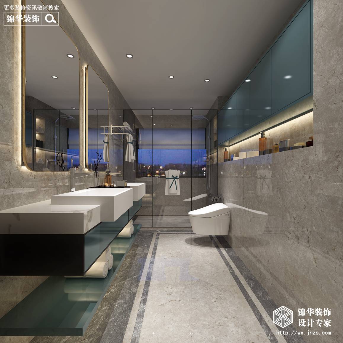 新中式风格-世茂首府-四室两厅-168平-卫生间-装修效果图