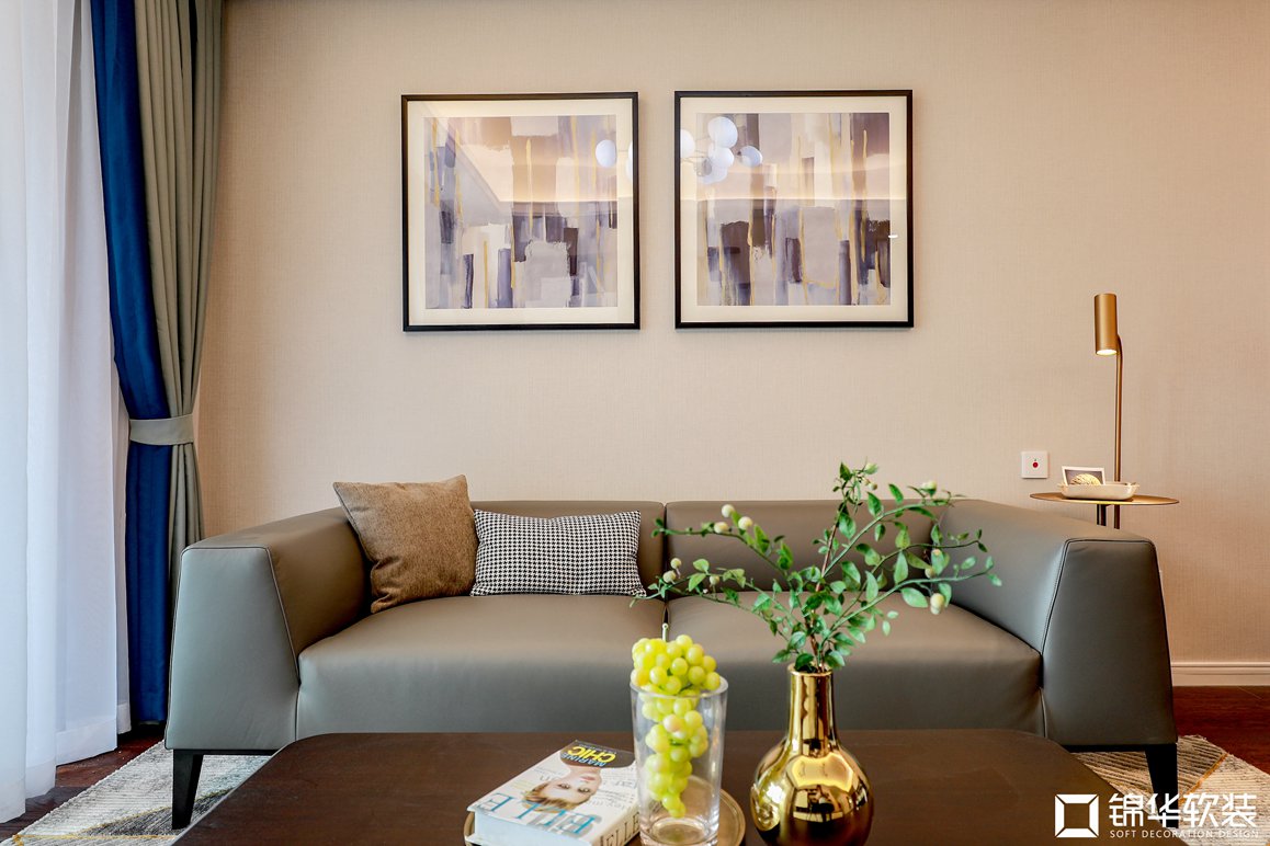 现代简约-金域缇香-两室两厅-86平-客厅-软装实景效果图