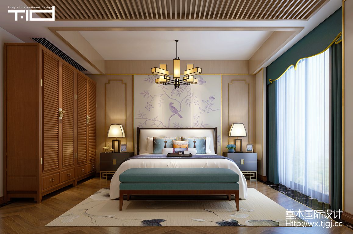 古典中式风格-天誉花园-别墅-600平-卧室-装修效果图