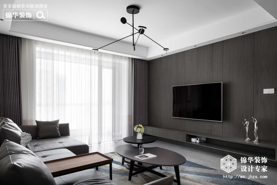 现代极简风格-华悦氿峰二期-两室两厅-118平米-客厅-装修实景效果图