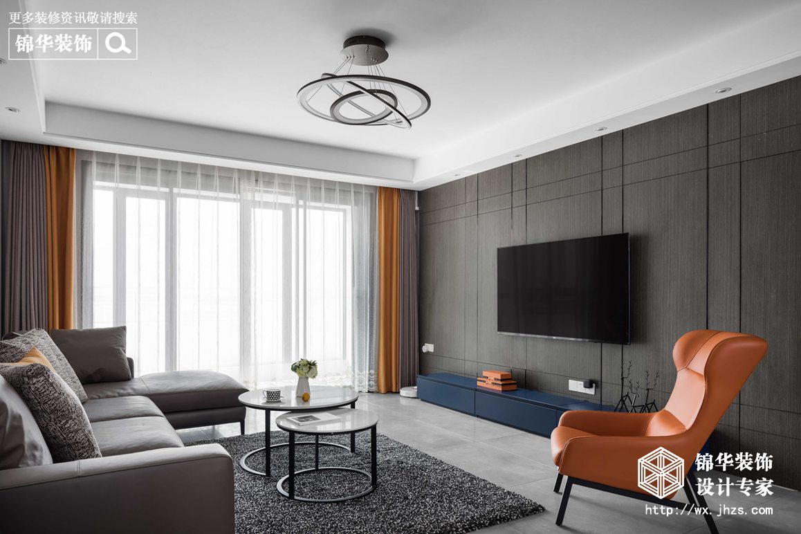  现代风格-华悦氿峰二期-四室两厅-177平米-客厅-装修实景效果图