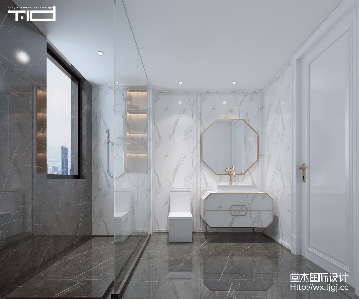 现代风格-香槟湖-别墅-1200平-卫生间-装修效果图