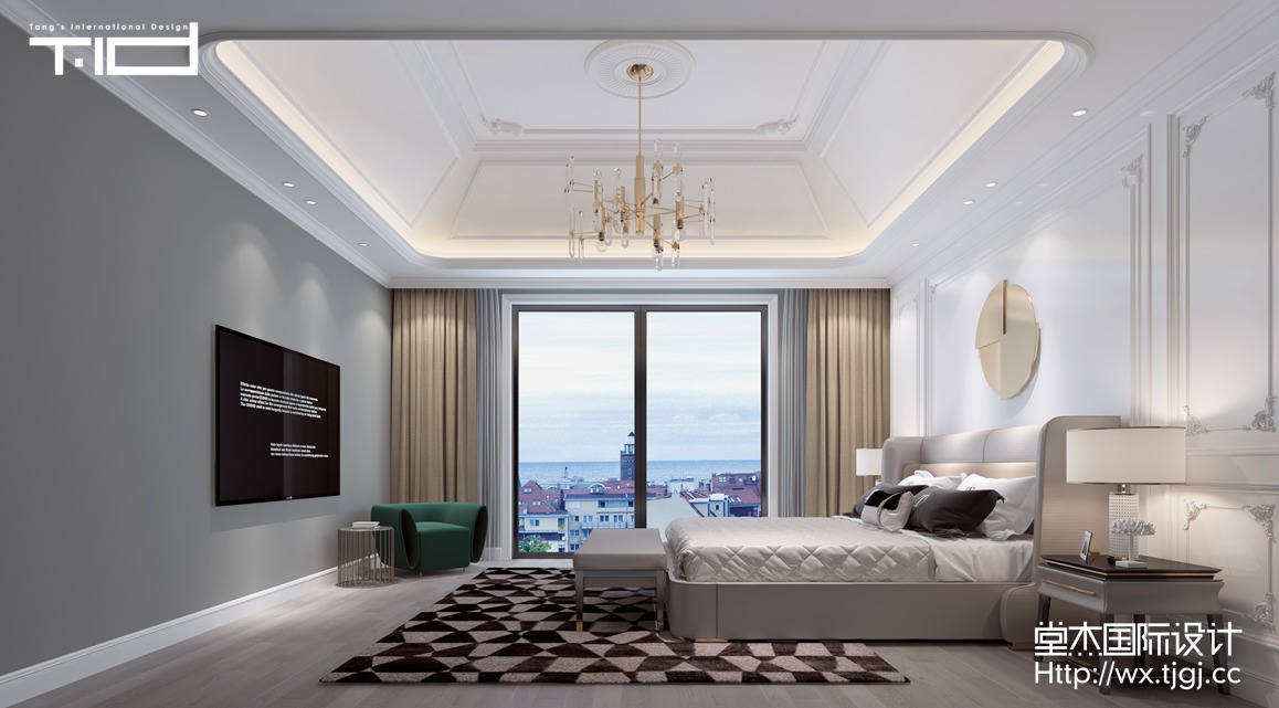现代风格-香槟湖-别墅-1200平-卧室-装修效果图