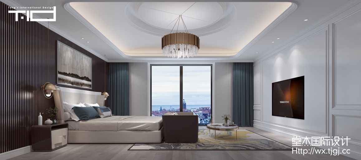 现代风格-香槟湖-别墅-1200平-卧室-装修效果图