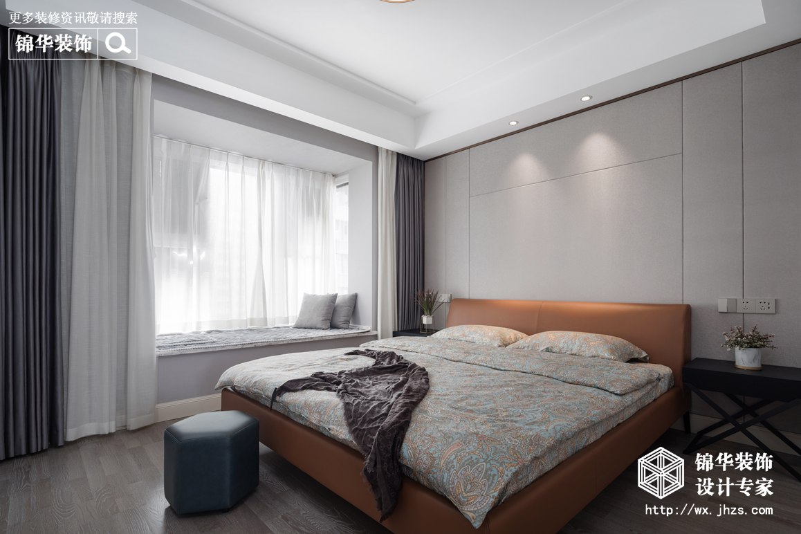 现代轻奢风格-瑷颐湾-三室两厅-130平-卧室-装修实景效果图