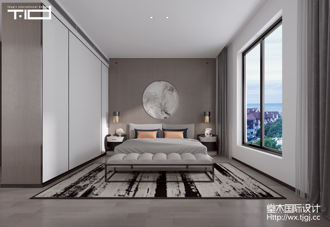 现代风格-富力十号-别墅-650平-卧室-装修效果图