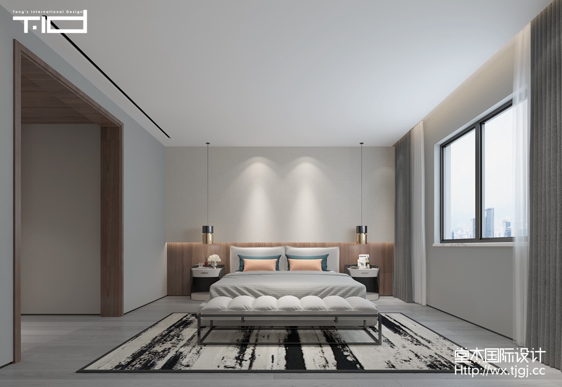 现代风格-香樟园-大平层-180平-卧室-装修效果图