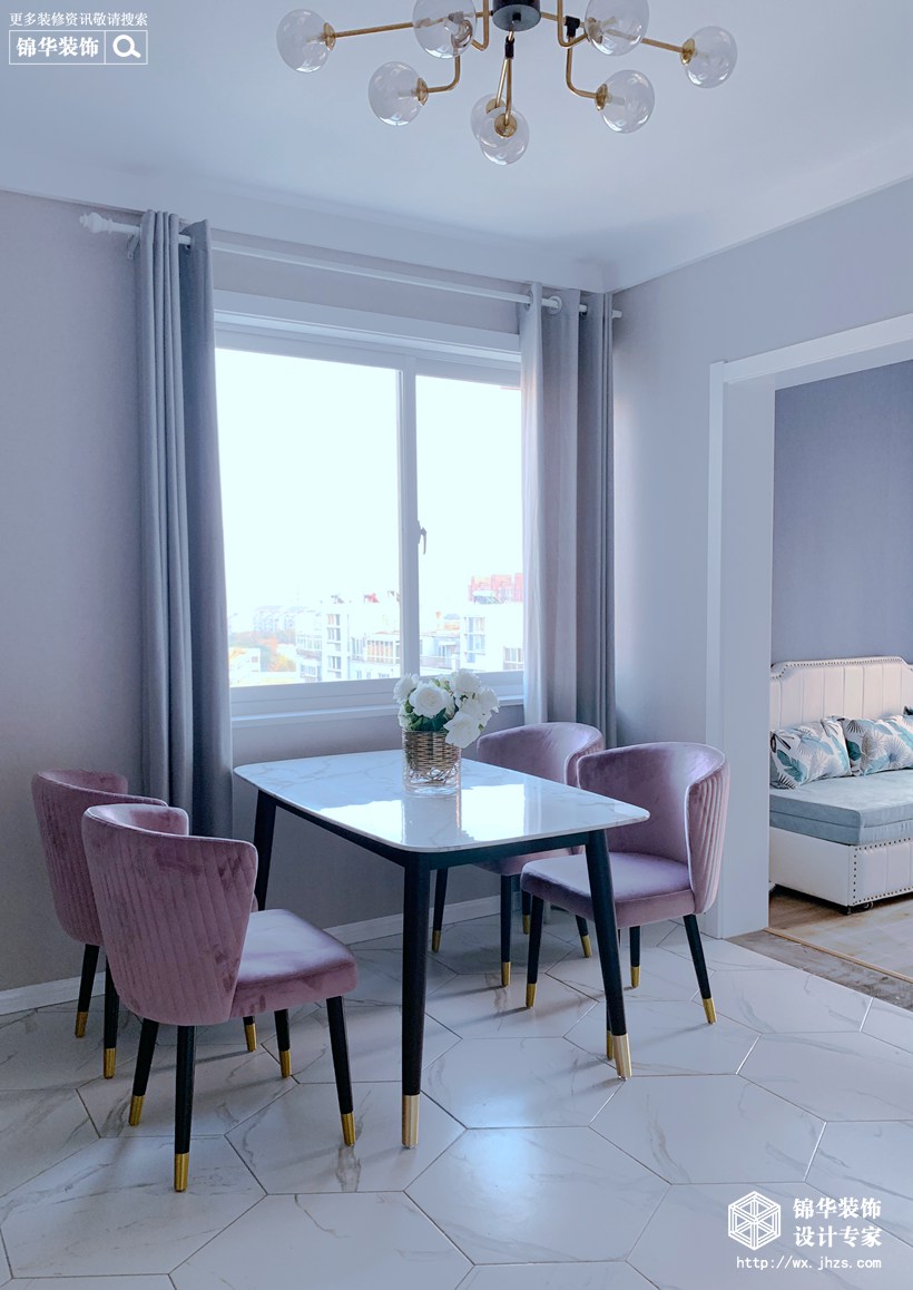 美式轻奢风格-瑞星家园-两室一厅-64平-餐厅-装修实景效果图