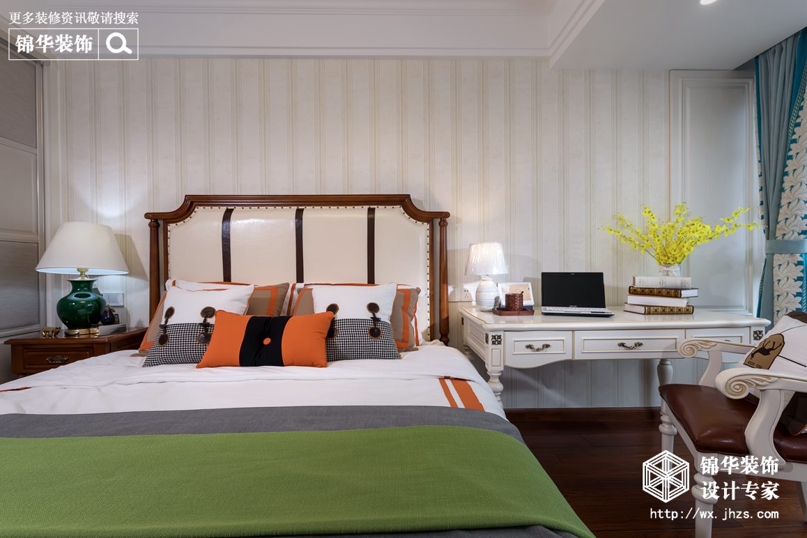 美式风格-保利中央公园-三室两厅-140平-卧室-装修实景效果图   