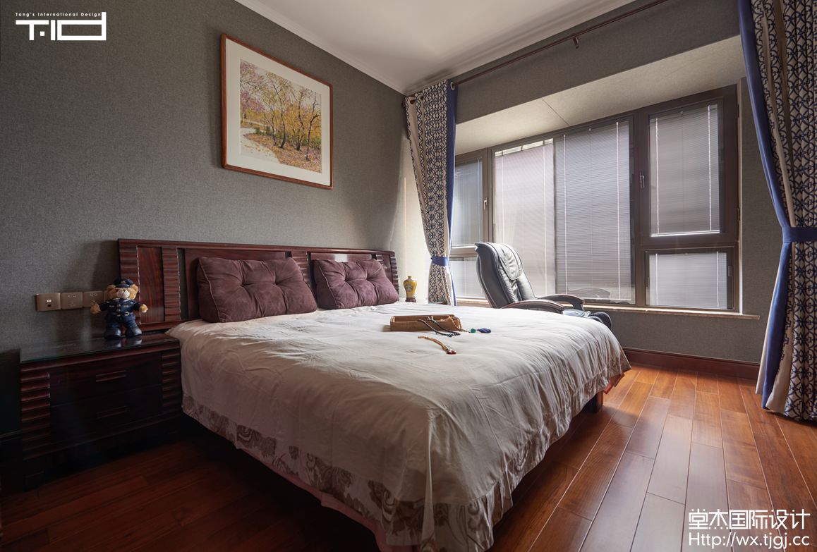 中式风格-西水东-大平层-179平-卧室-装修实景效果图