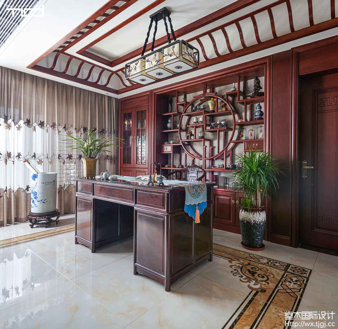 中式风格-西水东-大平层-179平-书房-装修实景效果图
