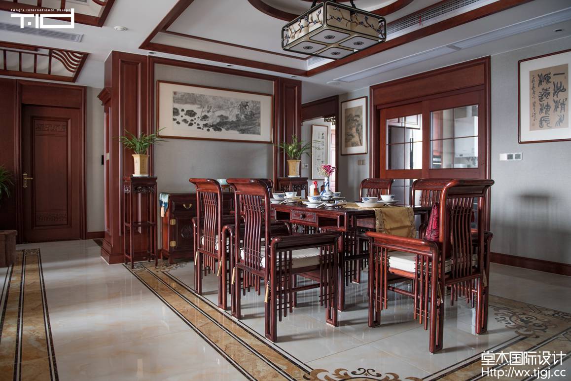 中式风格-西水东-大平层-179平-餐厅-装修实景效果图