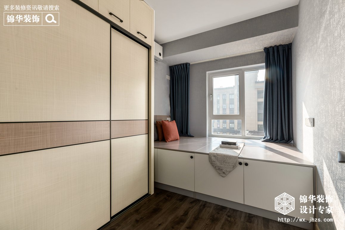 现代风格-绿地悦澜湾-两室两厅-89平-卧室-装修实景效果图   