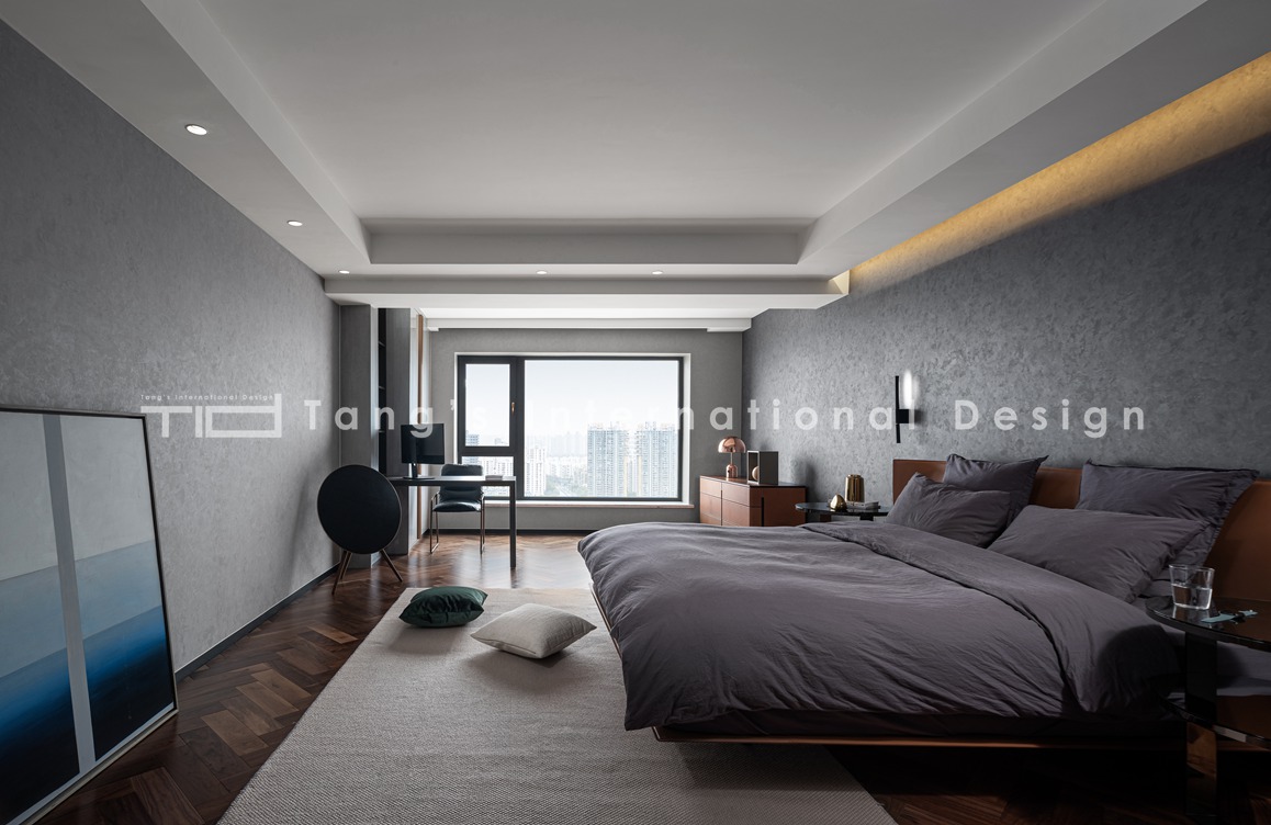 现代轻奢-天元世家-复式大平层-220平-卧室-装修实景效果图    