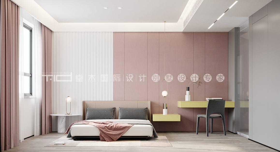 现代新中风格-优湖美地-复式-300平-卧室-装修效果图   