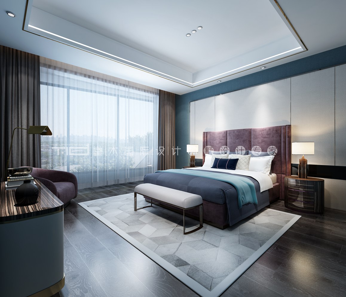 现代轻奢-保利达江湾城-大户型-380平-卧室-装修效果图   