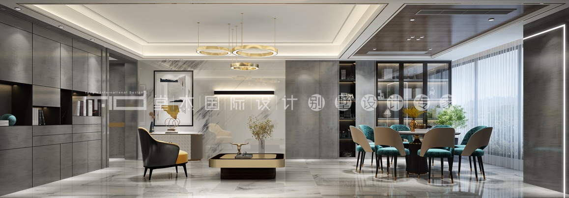 现代轻奢-保利达江湾城-大户型-380平-客餐厅-装修效果图   