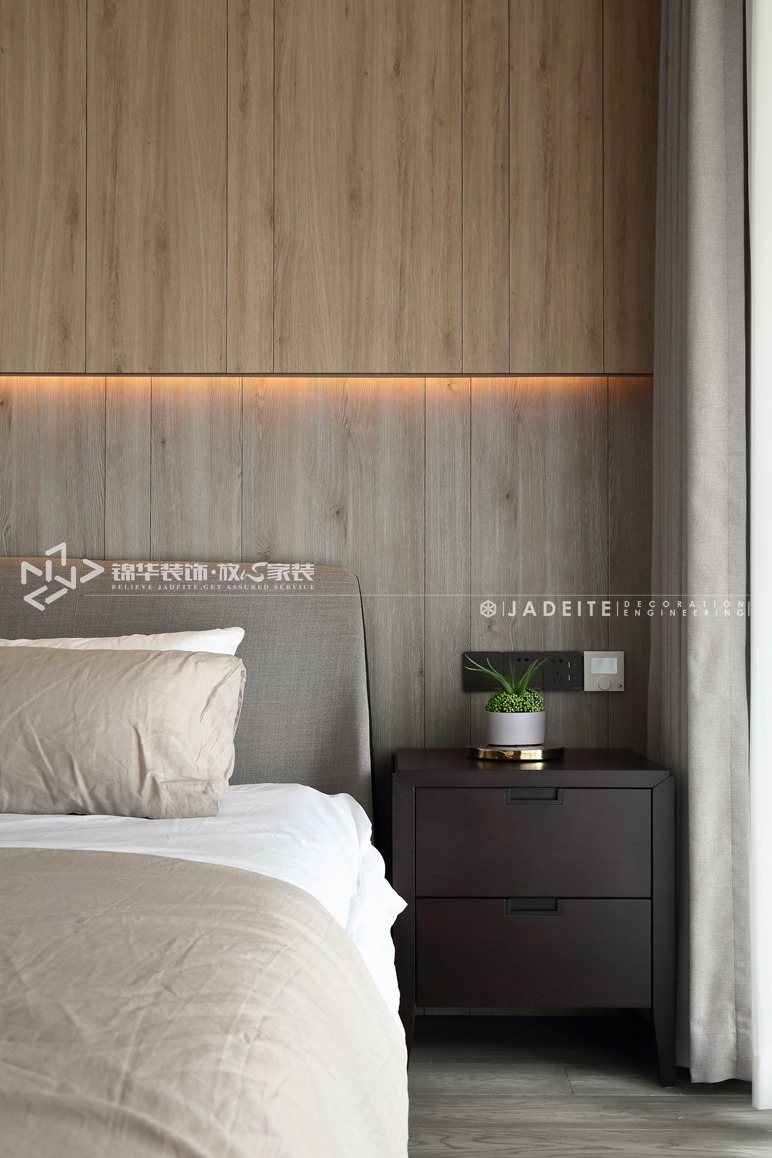 现代极简-保利中央公园-三室两厅-144平-卧室-装修效果实景图  