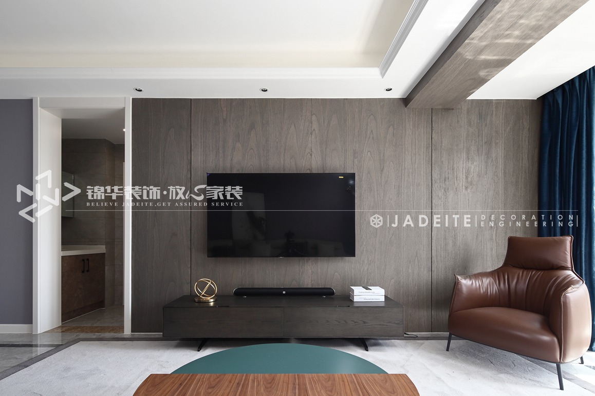 现代风格-红豆香江豪庭-三室两厅-126平-客厅-装修实景效果图