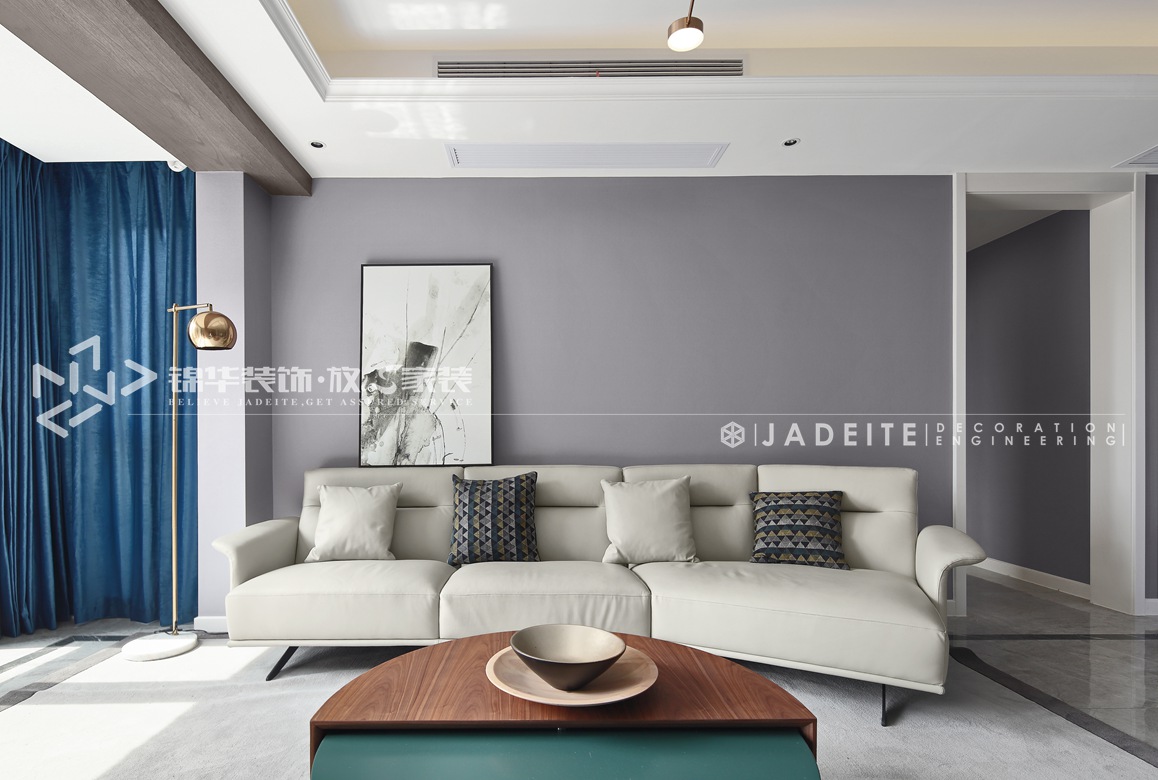 现代风格-红豆香江豪庭-三室两厅-126平-客厅-装修实景效果图