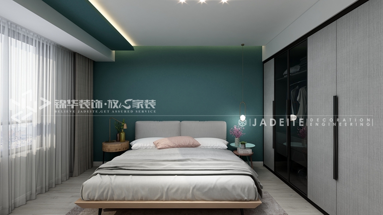 现代简约风格-龙湖紫云台-三室两厅-129平-卧室-装修效果图