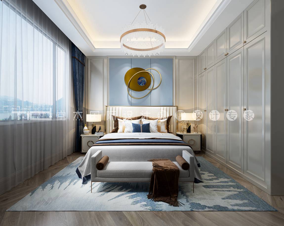 现代轻奢风格-印象剑桥-独栋别墅-500平-卧室-装修效果图