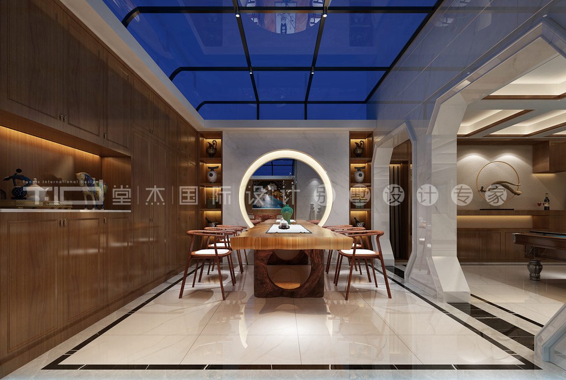 中式风格-东氿一号-别墅-318平-餐厅-装修效果图