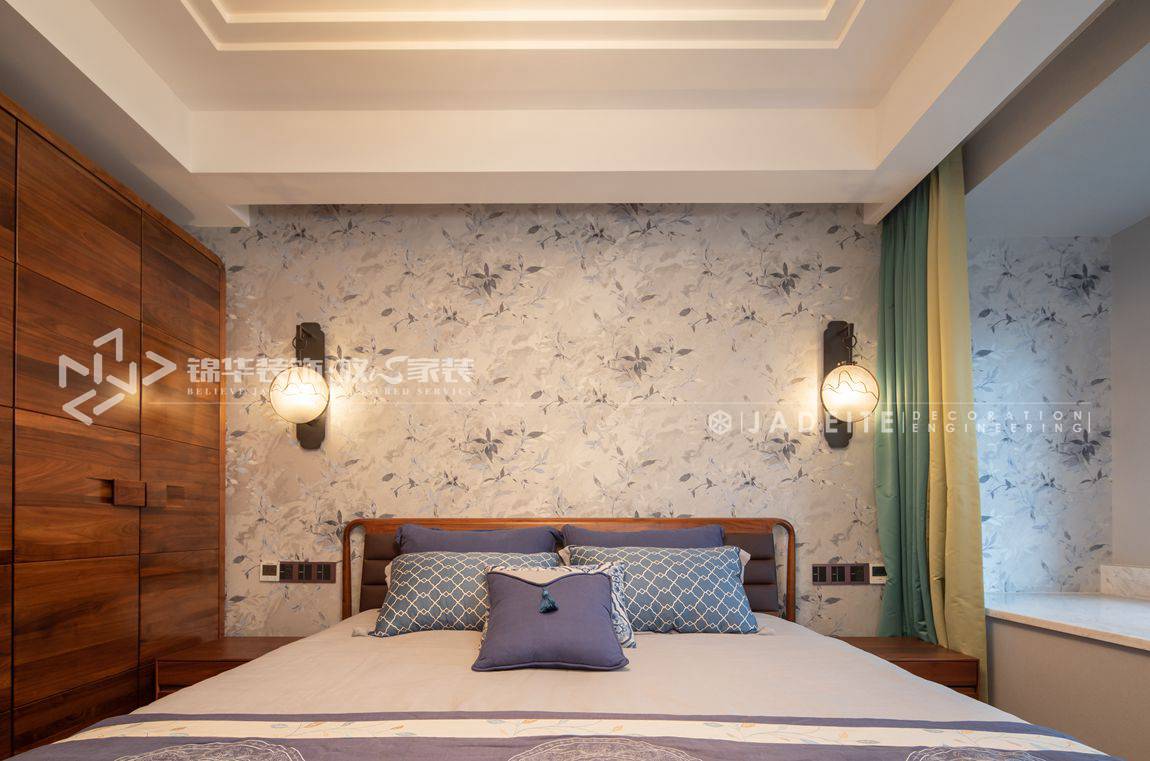 新中式风格-年华里-两室两厅-89平-卧室-装修实景效果图