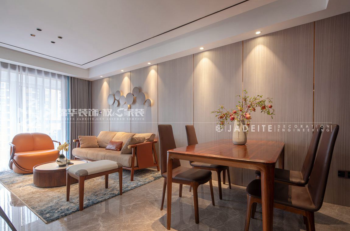 新中式风格-年华里-两室两厅-89平-客餐厅-装修实景效果图