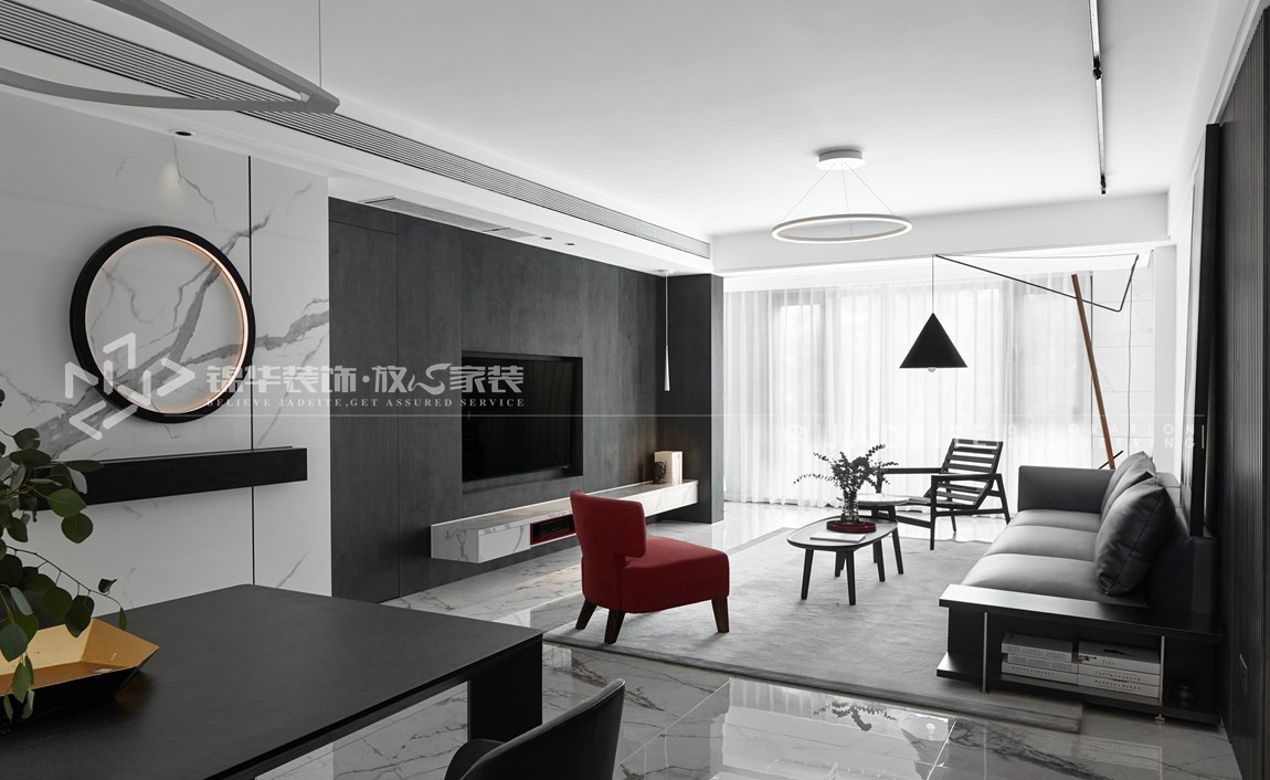 现代简约风格-万科魅力之城-两室两厅-130平-客厅-装修实景效果图
