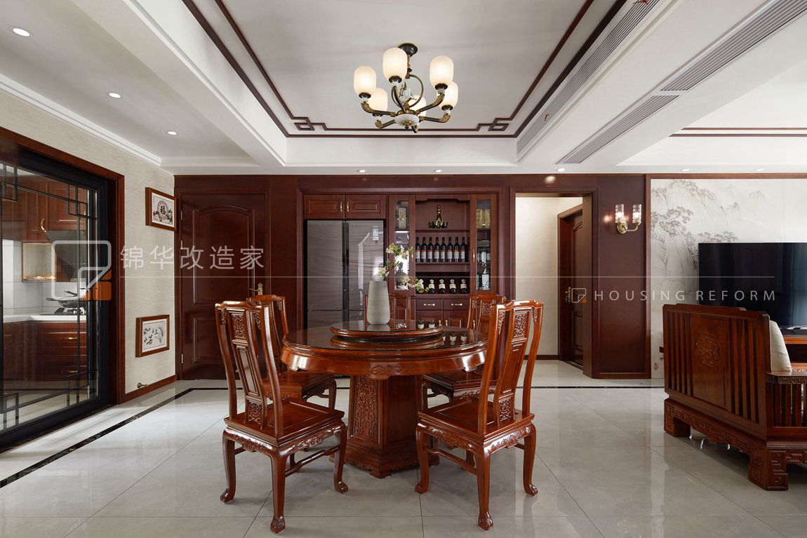 中式风格-阿尔勒-160平-四室两厅-餐厅-装修实景效果图