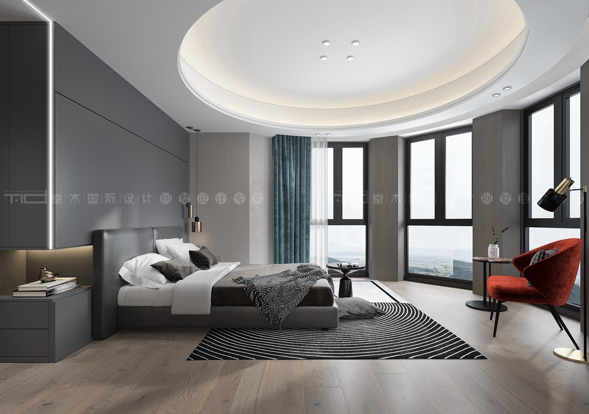现代风格-绿地观澜湾-大户型-279平-卧室-装修效果图