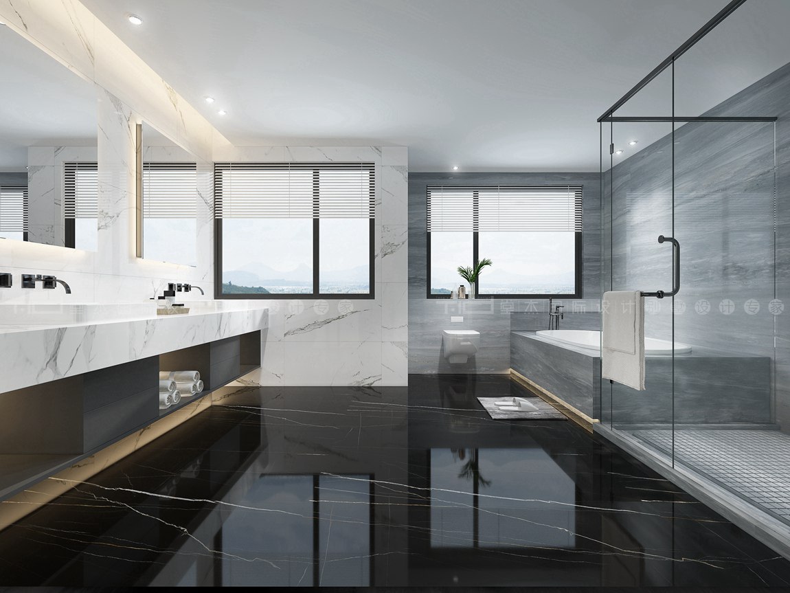 现代风格-长泰国际-别墅-400平-卫生间-装修效果图