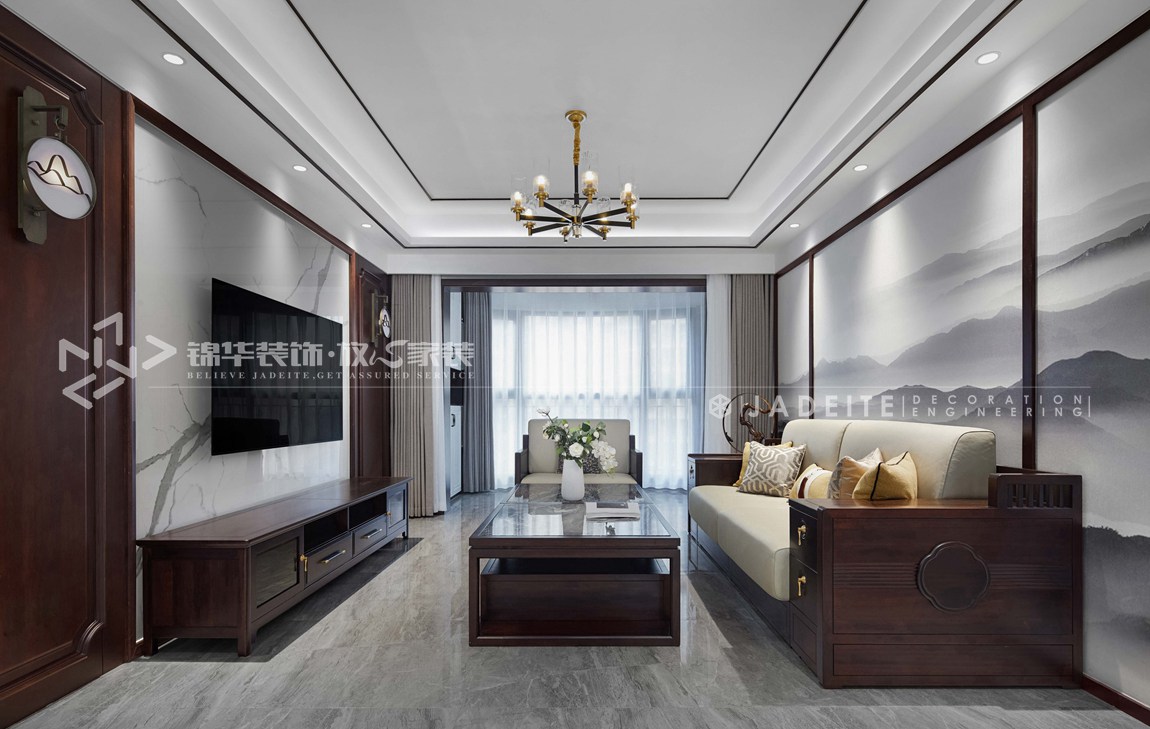 新中式-雅居乐-三室两厅-140平-装修效果实景图装修-三室两厅-新中式