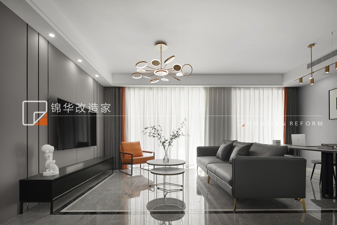 現代簡約-雍錦園-三室兩廳-120平-客廳-裝修實景效果圖   