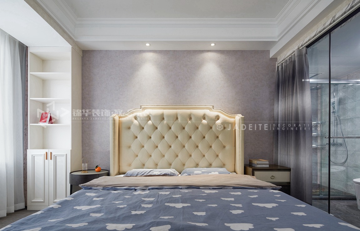 美式轻奢风格-华新一品御园-公寓-140平-装修实景效果图-卧室
