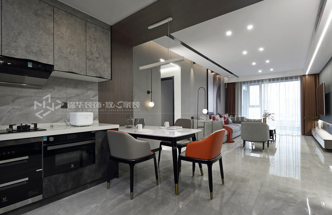 现代风格-江南府-公寓-118平-装修实景效果图装修-三室两厅-现代简约