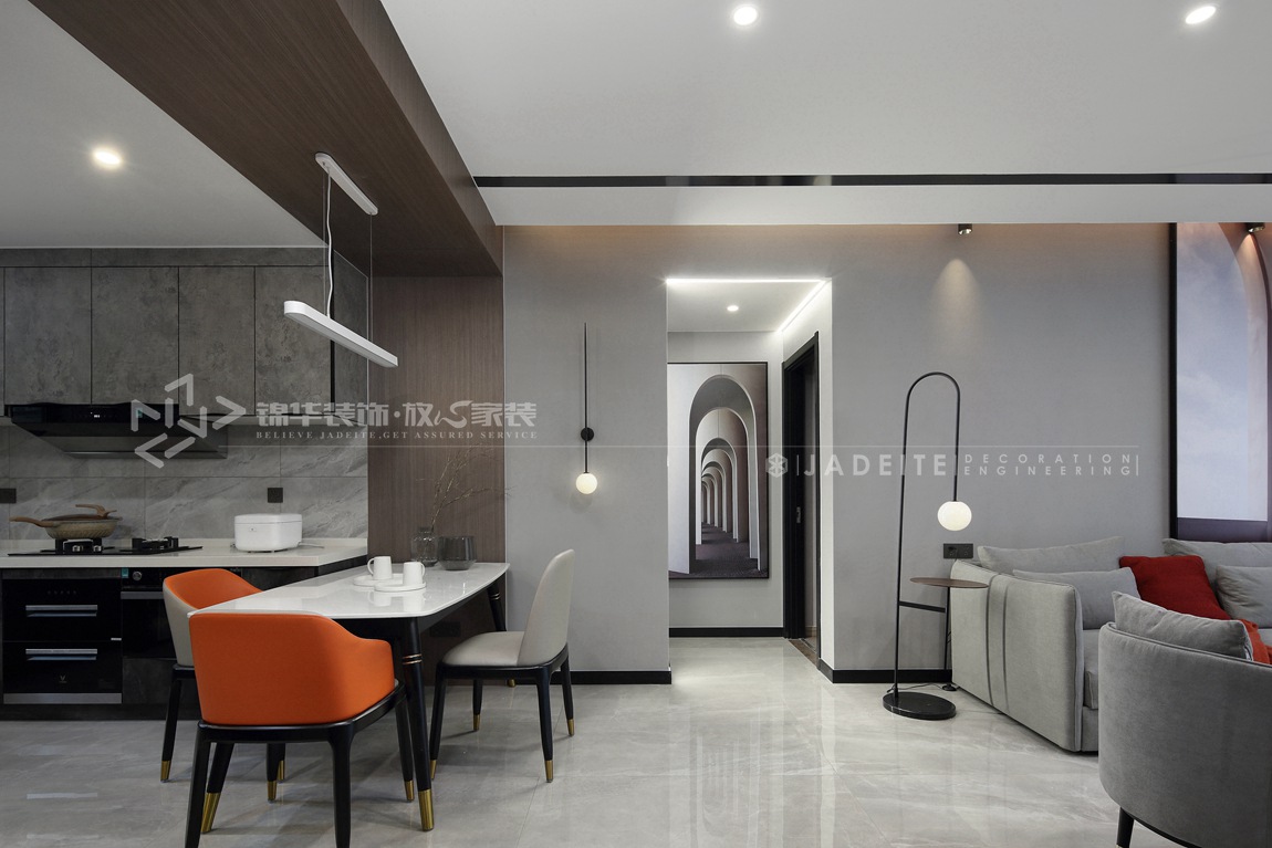 现代风格-江南府-公寓-118平-餐厅-装修实景效果图