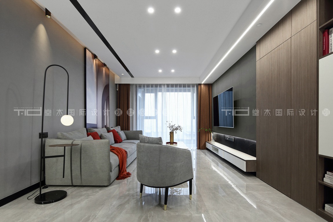现代风格-江南府-公寓-118平-客厅-装修实景效果图