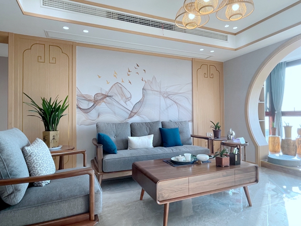 新中式风格-宏建国际-三室两厅-129平-装修实景效果图