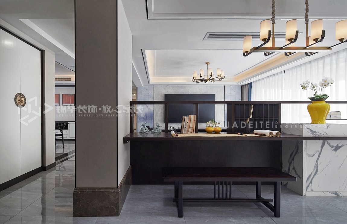 新中式风格-世贸公馆-四室两厅-200平-装修实景效果图  