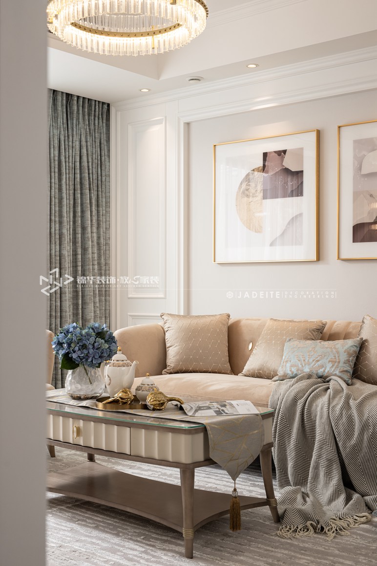 现代美式-玫瑰庄园-两室两厅-140平-装修实景效果图   