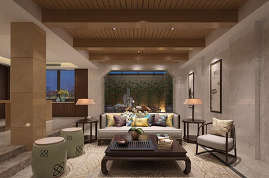 新中式风格-银河湾-别墅-400平-装修效果实景图